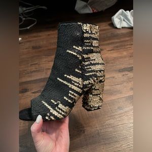 Fabulous gold and black peep toe booties!